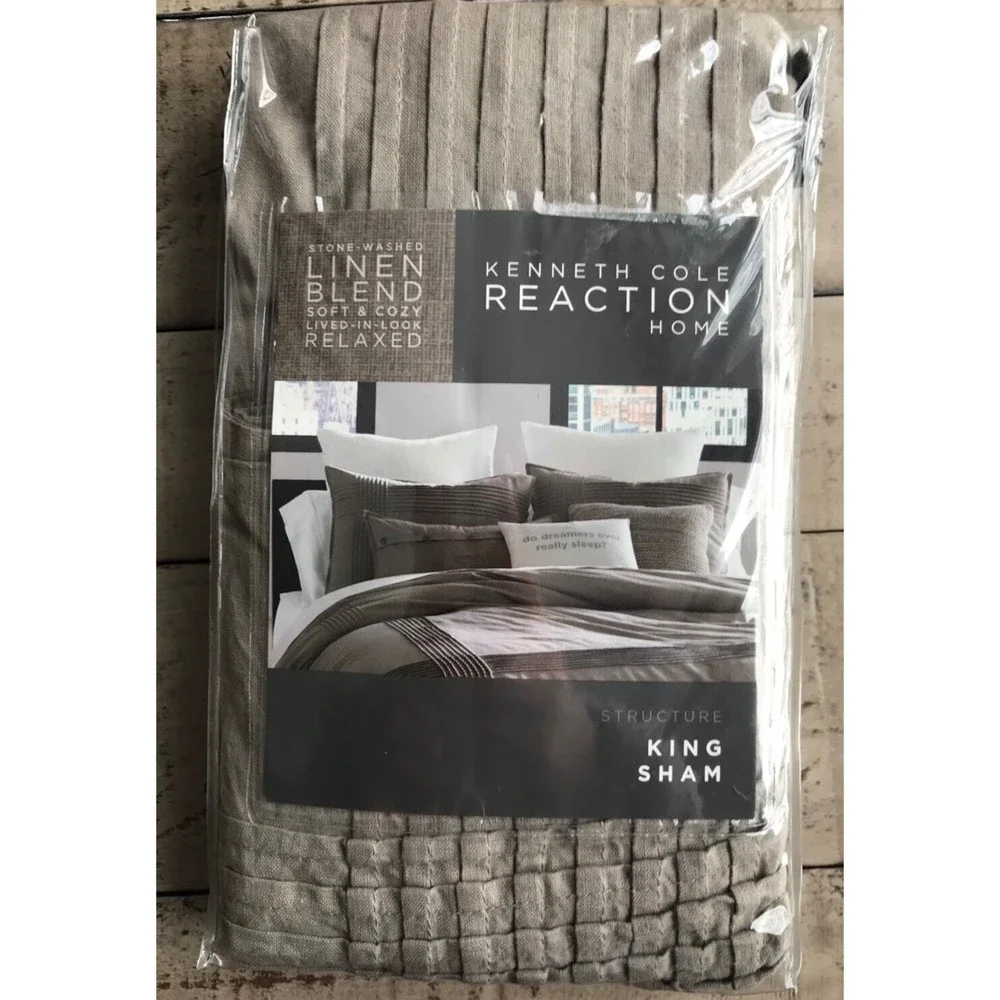 New Kenneth Cole Reaction Structure Pillow Sham Case King Mushroom Stone Washed